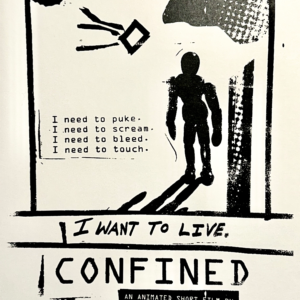 confined poster white on black